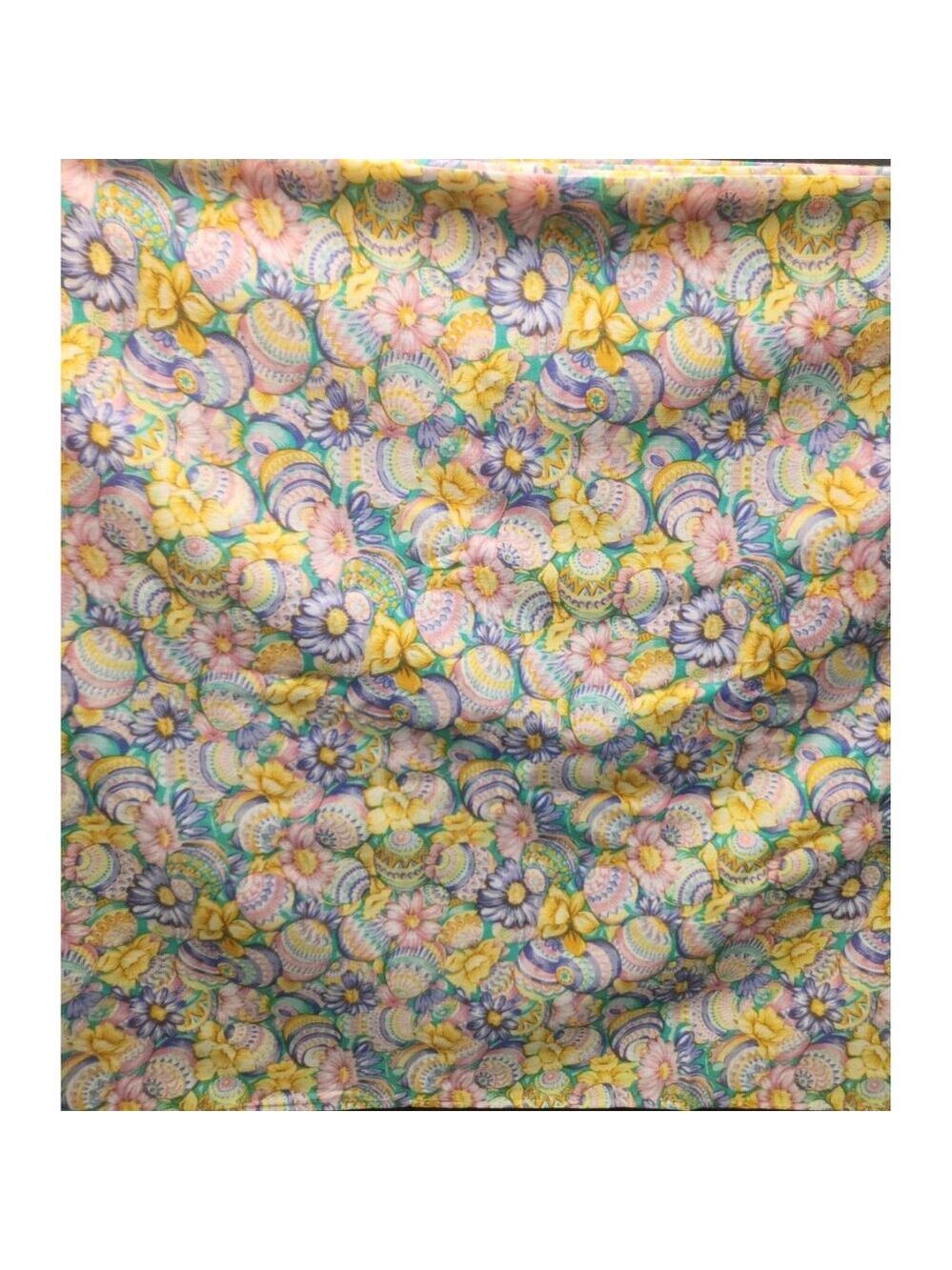 Easter Quilting Fabric Pastel Egg Floral Cotton 3 Yards 45 Inch Wide Spring